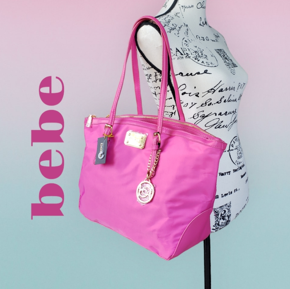 Bebe 💖 Hot Pink Jen Nylon Tote